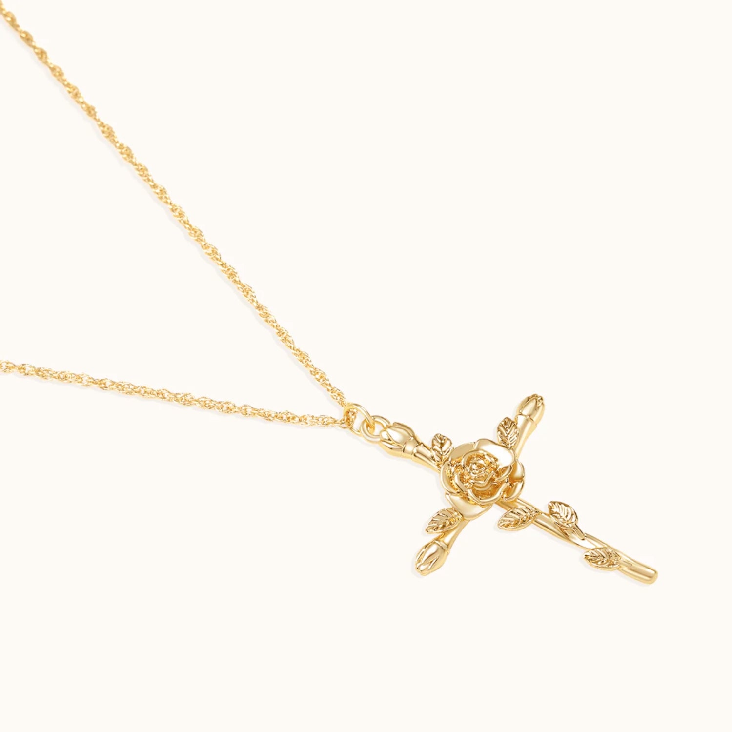 Collier Pendentif Croix Florale en Or