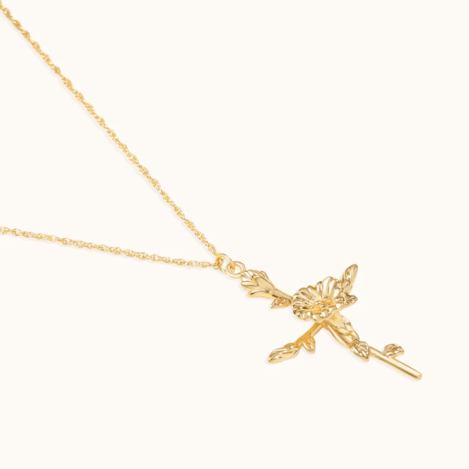 Collier Pendentif Croix Florale en Or