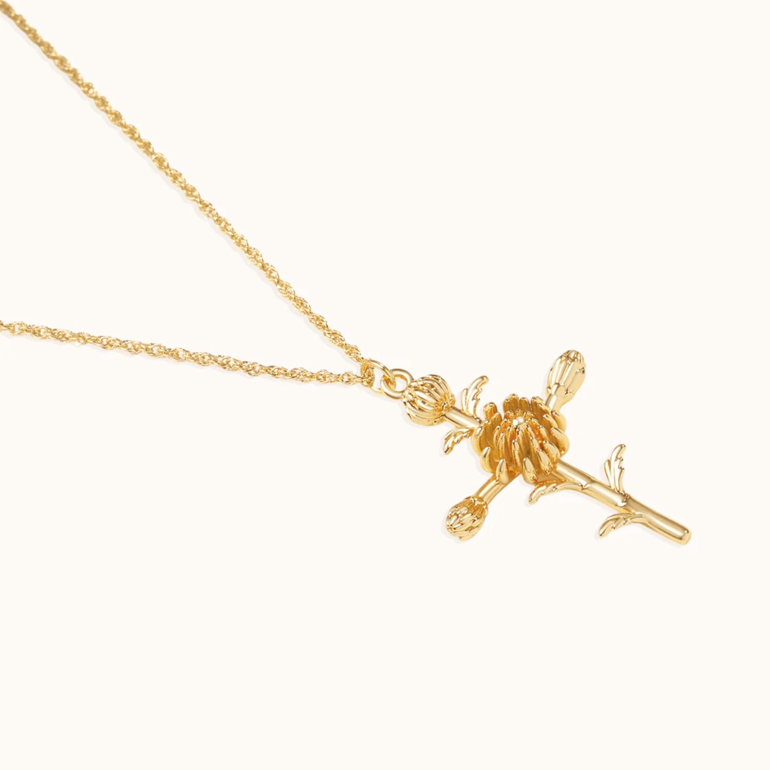 Collier Pendentif Croix Florale en Or