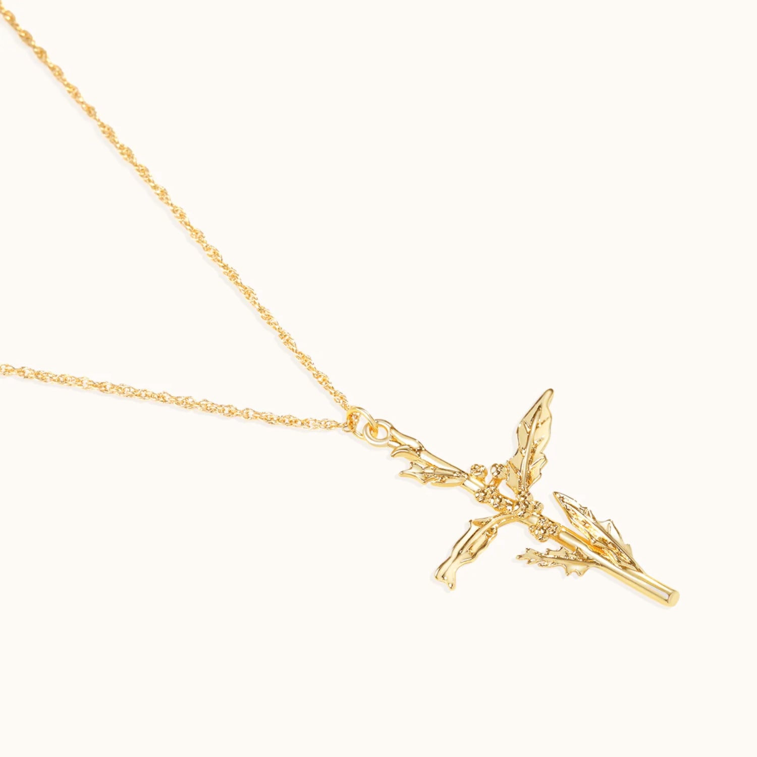 Collier Pendentif Croix Florale en Or