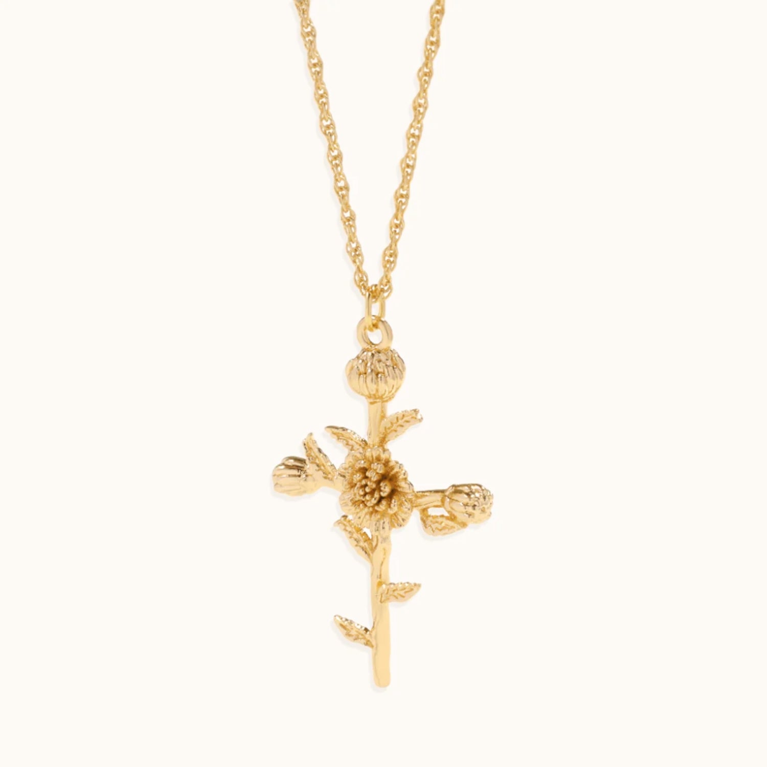 Collier Pendentif Croix Florale en Or