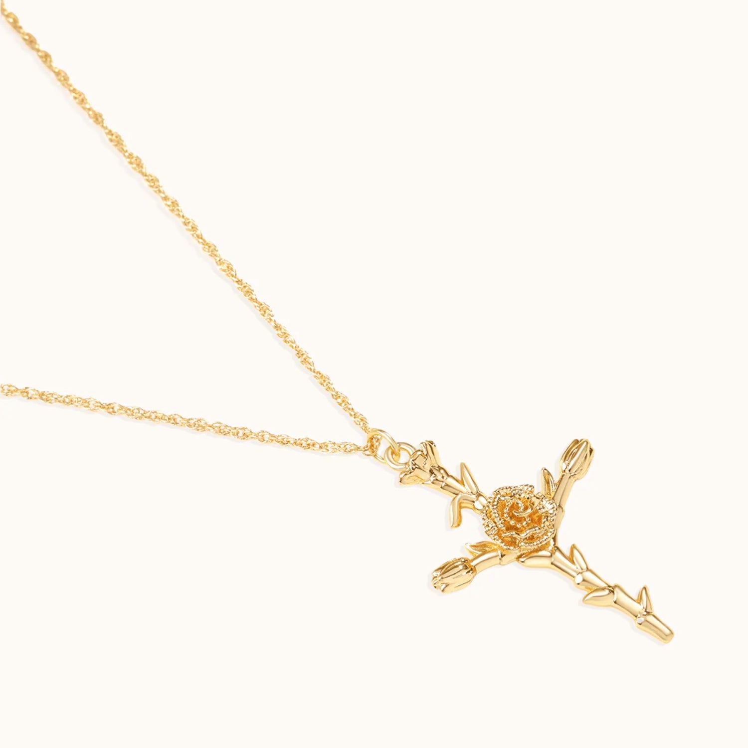 Collier Pendentif Croix Florale en Or