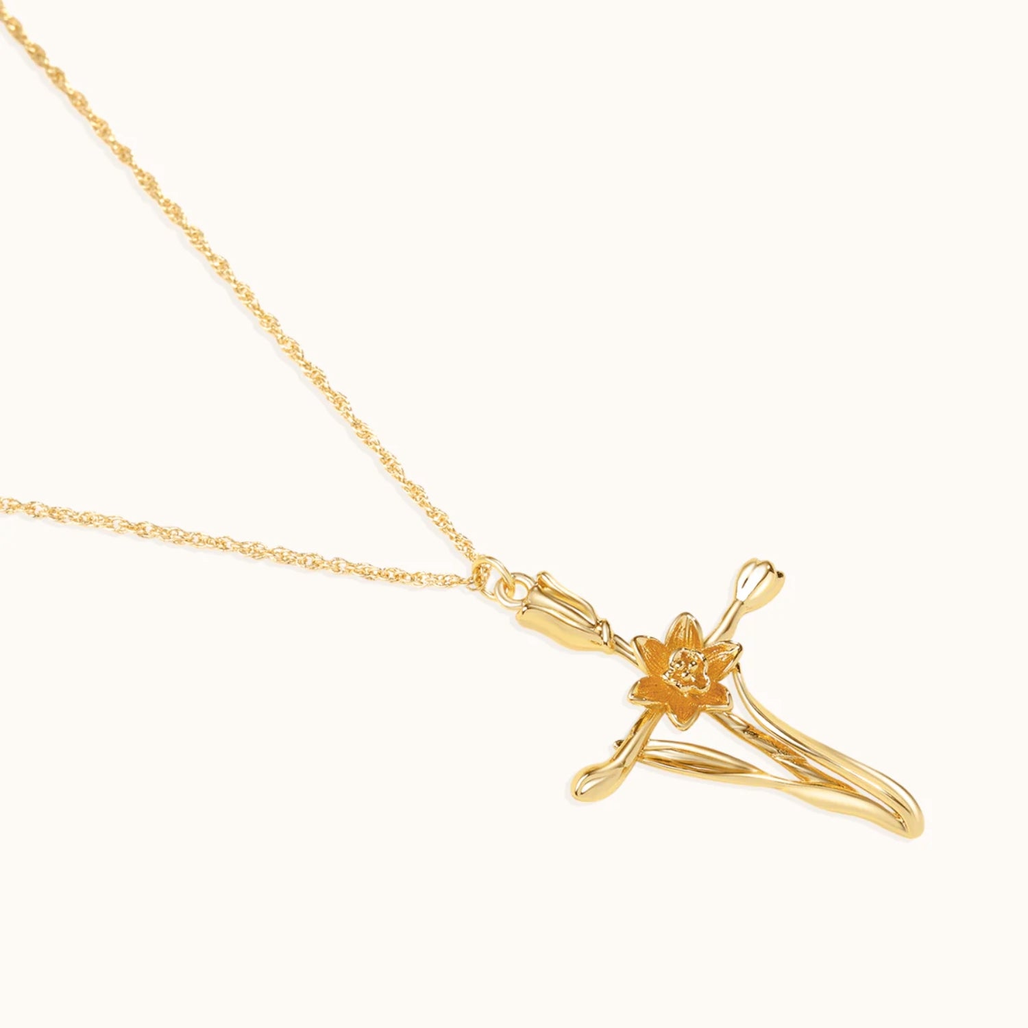 Collier Pendentif Croix Florale en Or