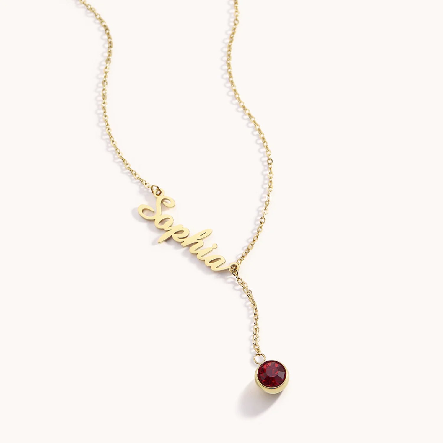 Collier Prénom & Pierre de Naissance Suspendue en Or