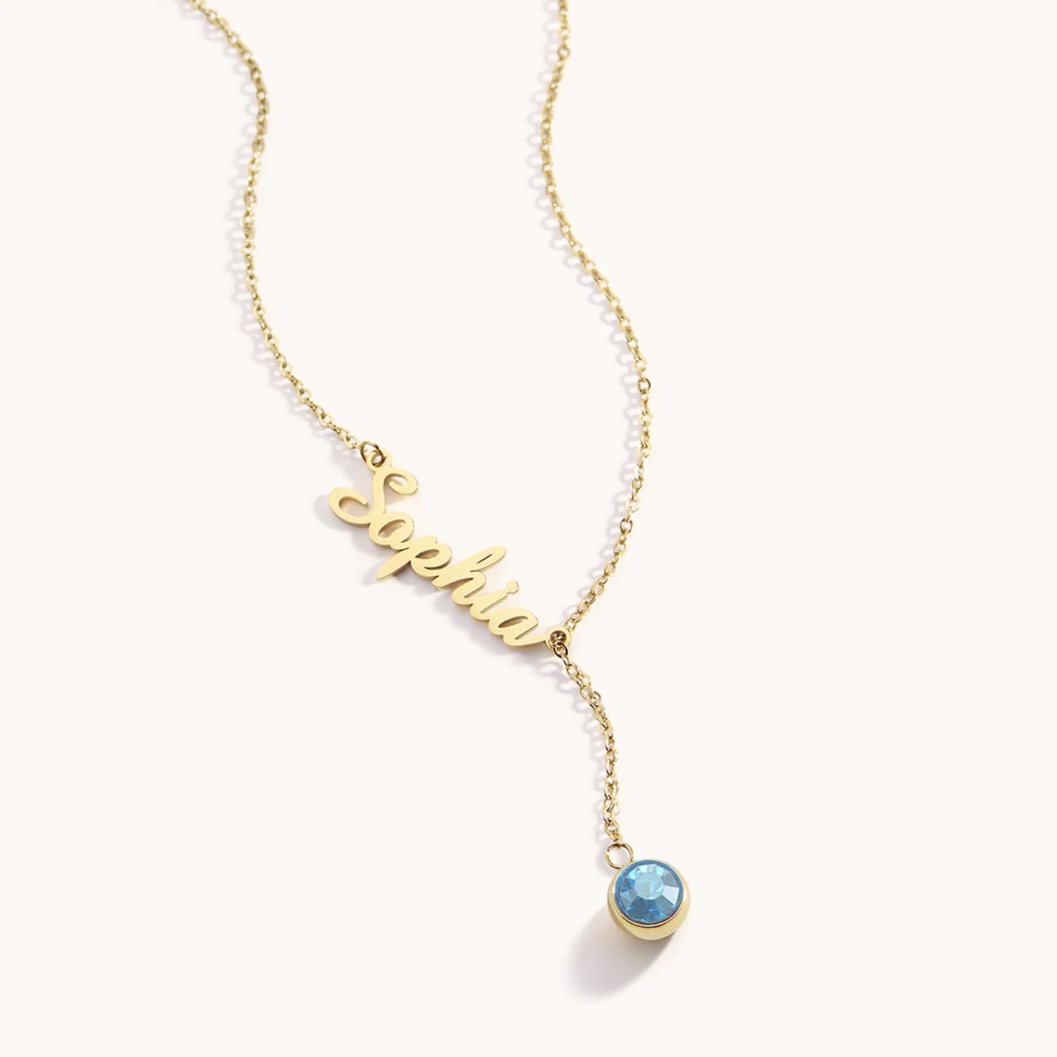 Collier Prénom & Pierre de Naissance Suspendue en Or