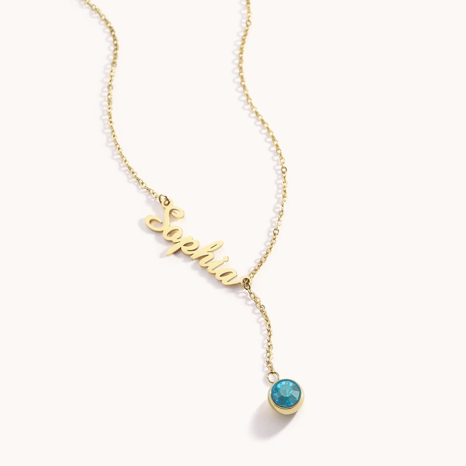 Collier Prénom & Pierre de Naissance Suspendue en Or