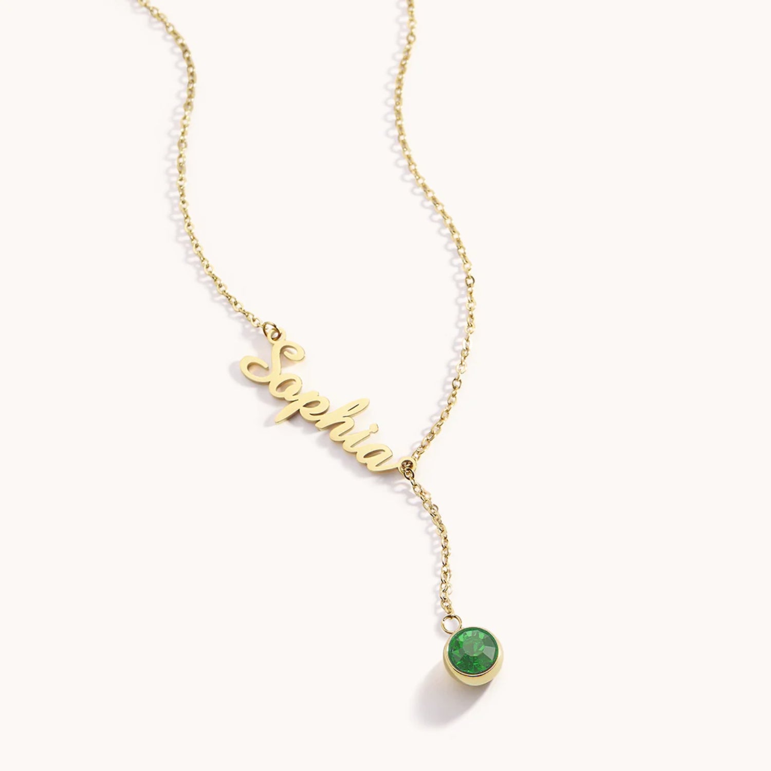 Collier Prénom & Pierre de Naissance Suspendue en Or
