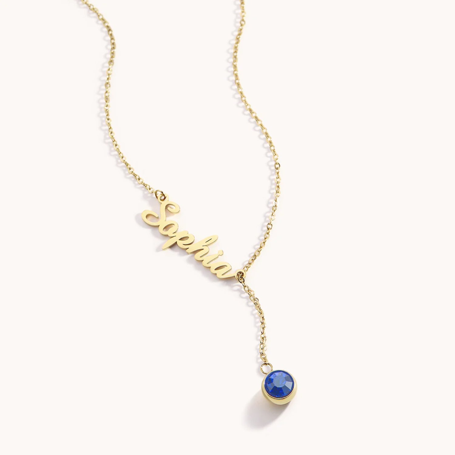 Collier Prénom & Pierre de Naissance Suspendue en Or