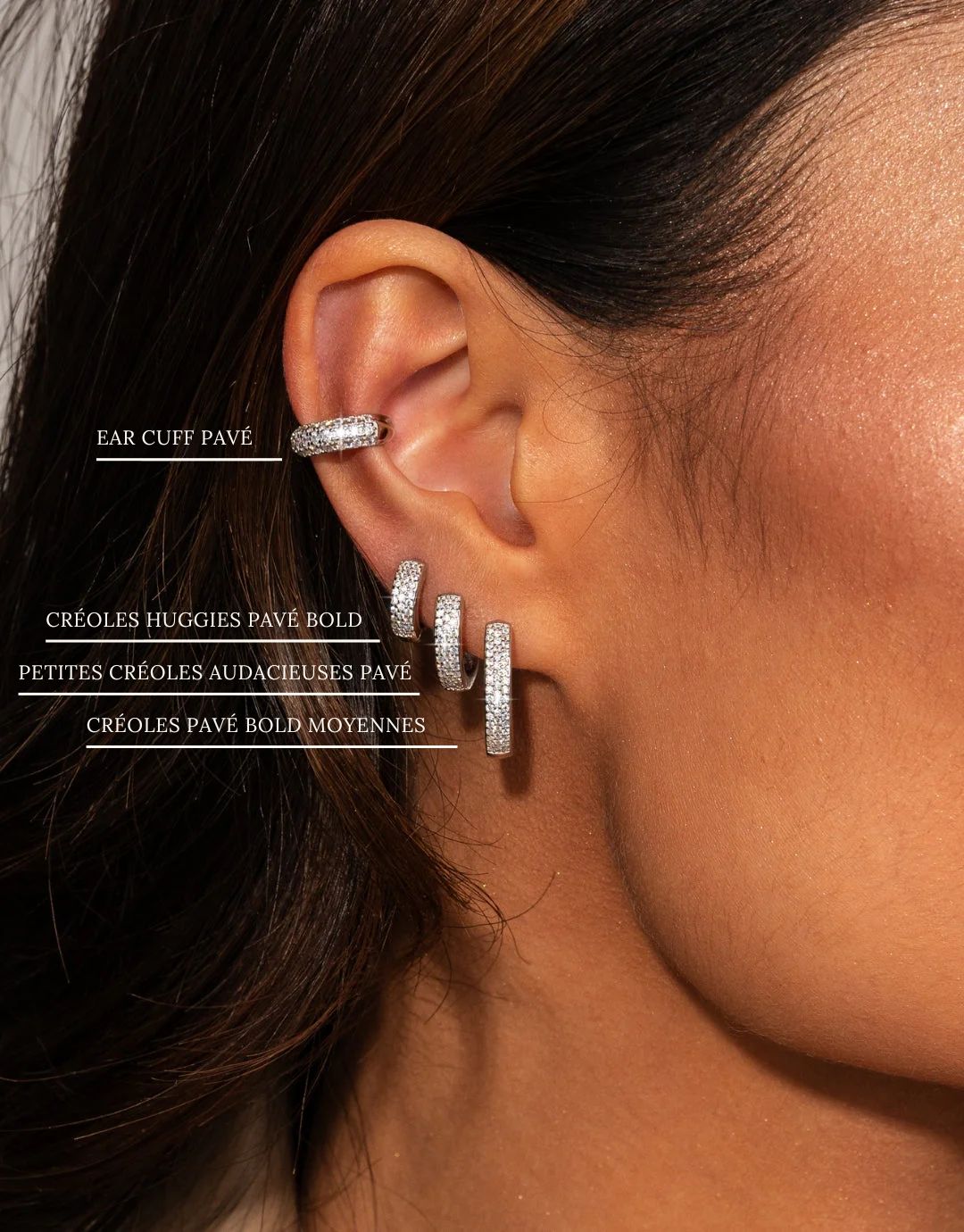 Ear Cuff Pavé en Argent