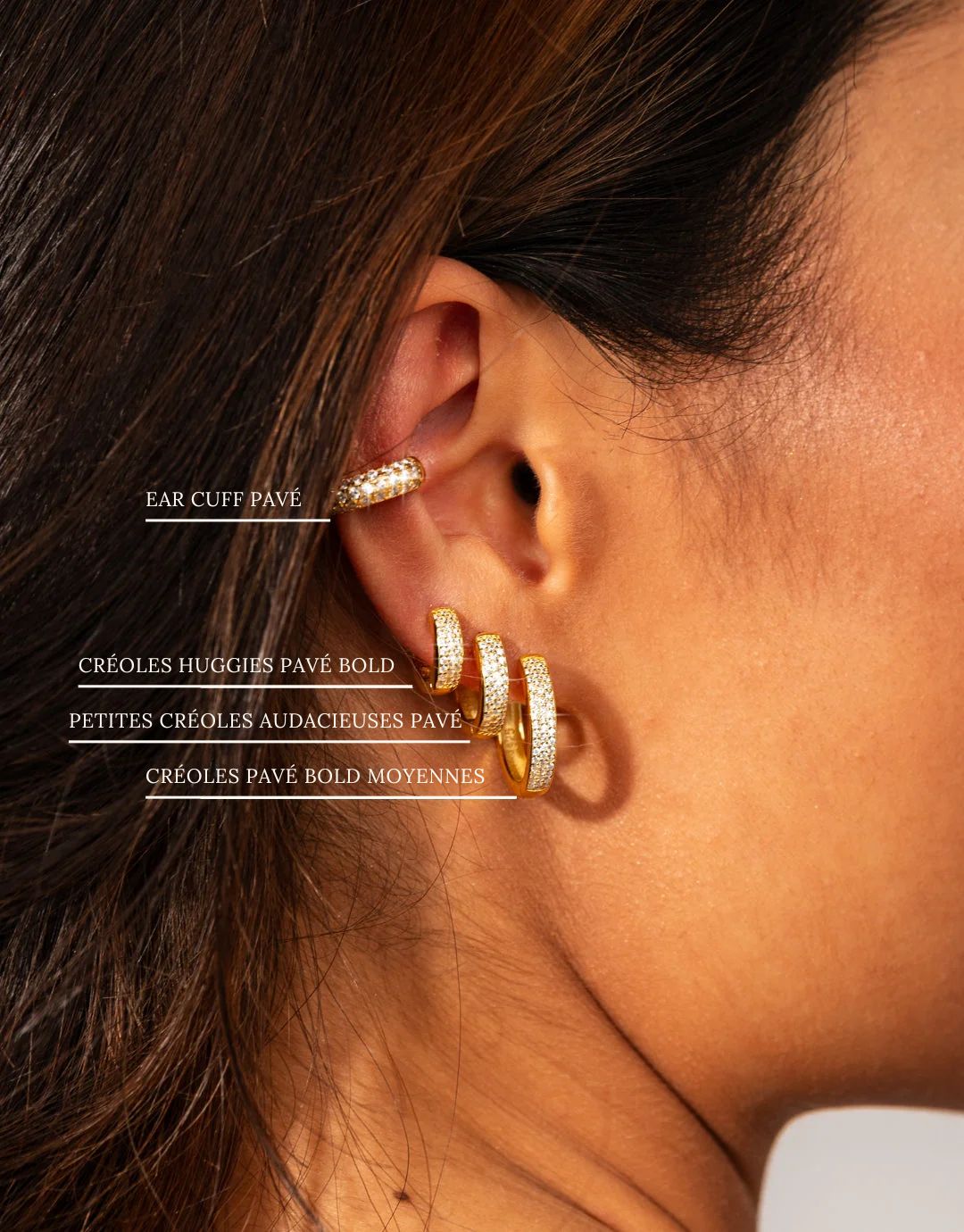 Ear Cuff Pavé en Or