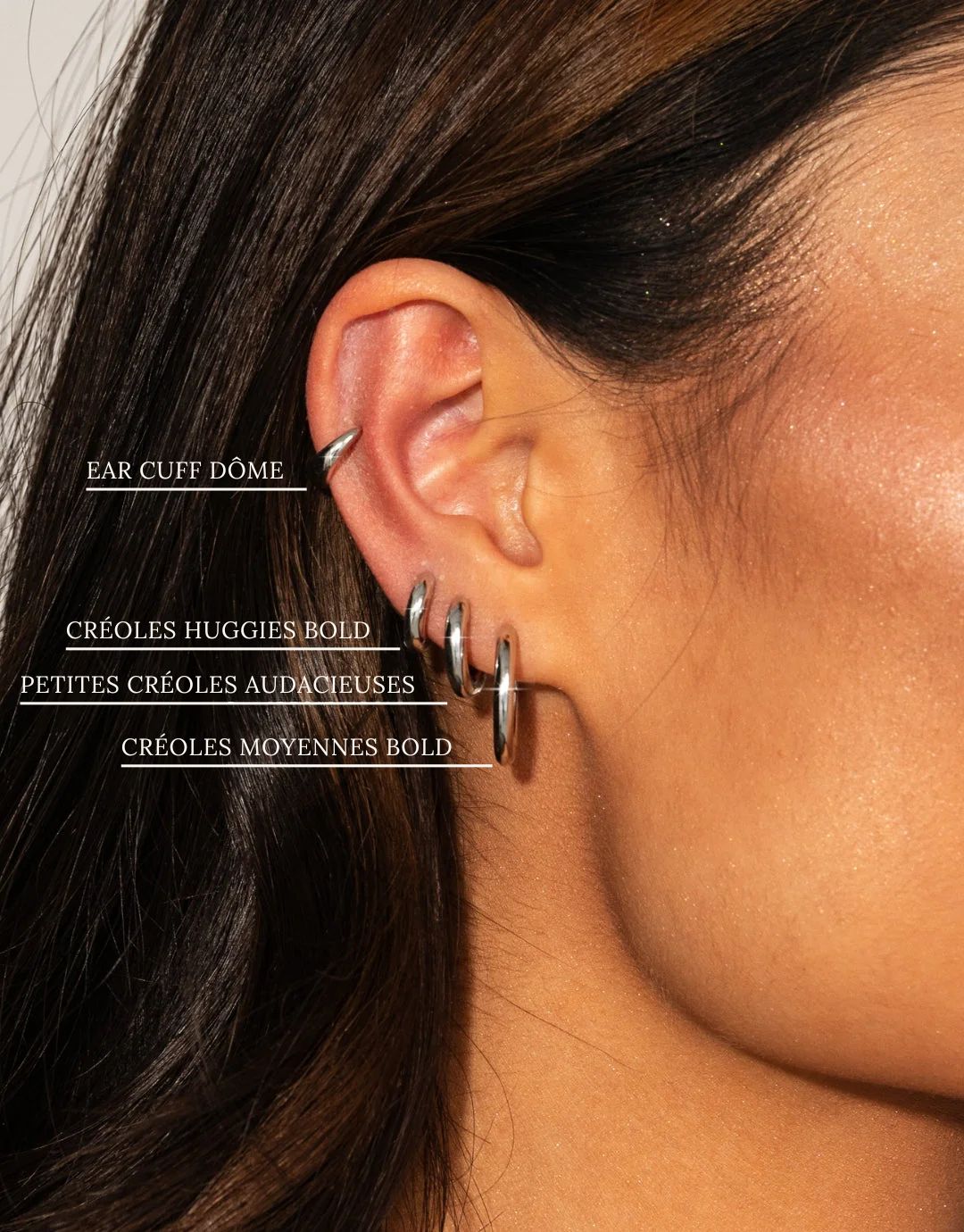 Ear Cuff Dôme en Argent