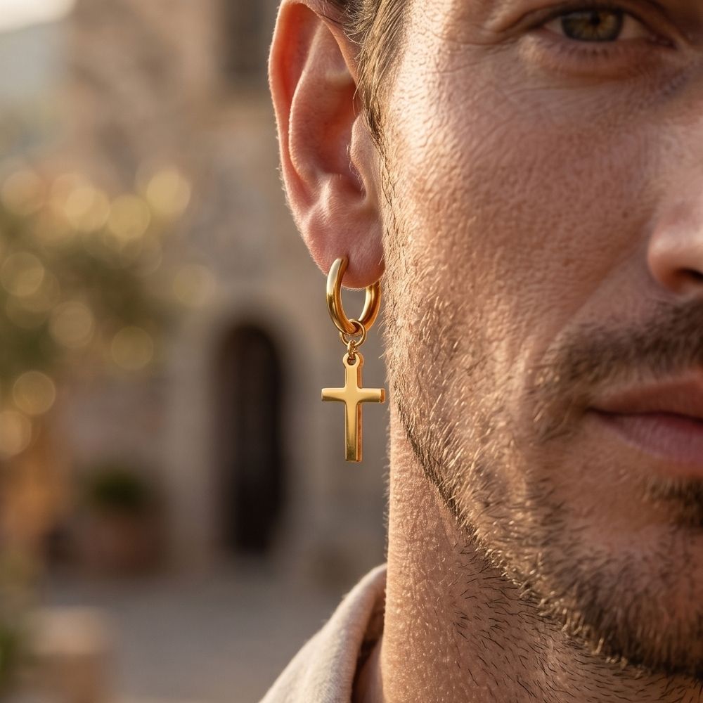 Cross | Brincos de argola para homem