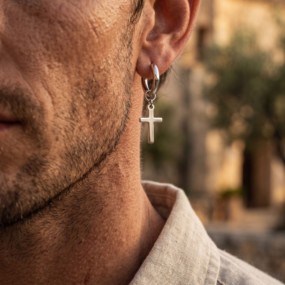 Cross | Boucles d’Oreilles Créoles Homme