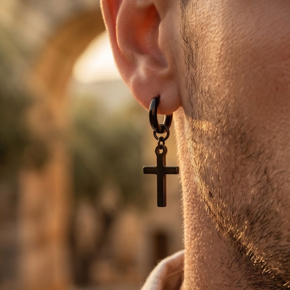 Cross | Boucles d’Oreilles Créoles Homme
