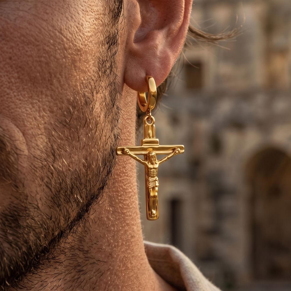 Crucifix | Brincos de argola para homem