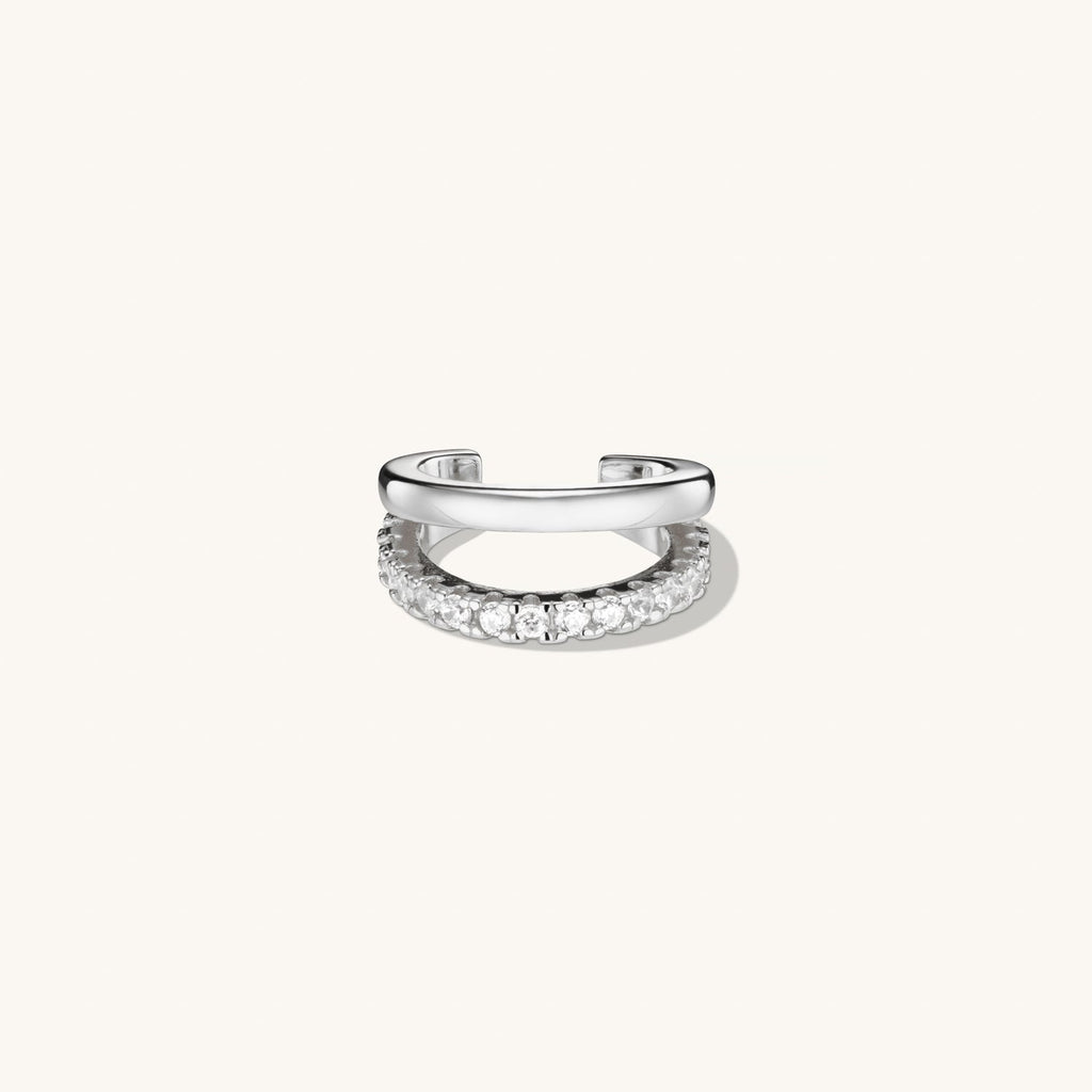 Ear Cuff Superposé en Cristal en Argent