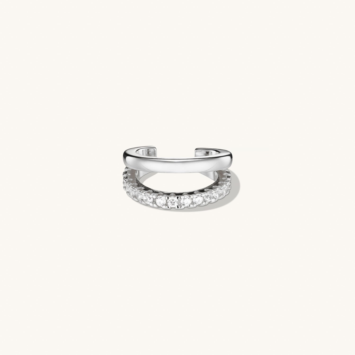 Ear Cuff Superposé en Cristal en Argent