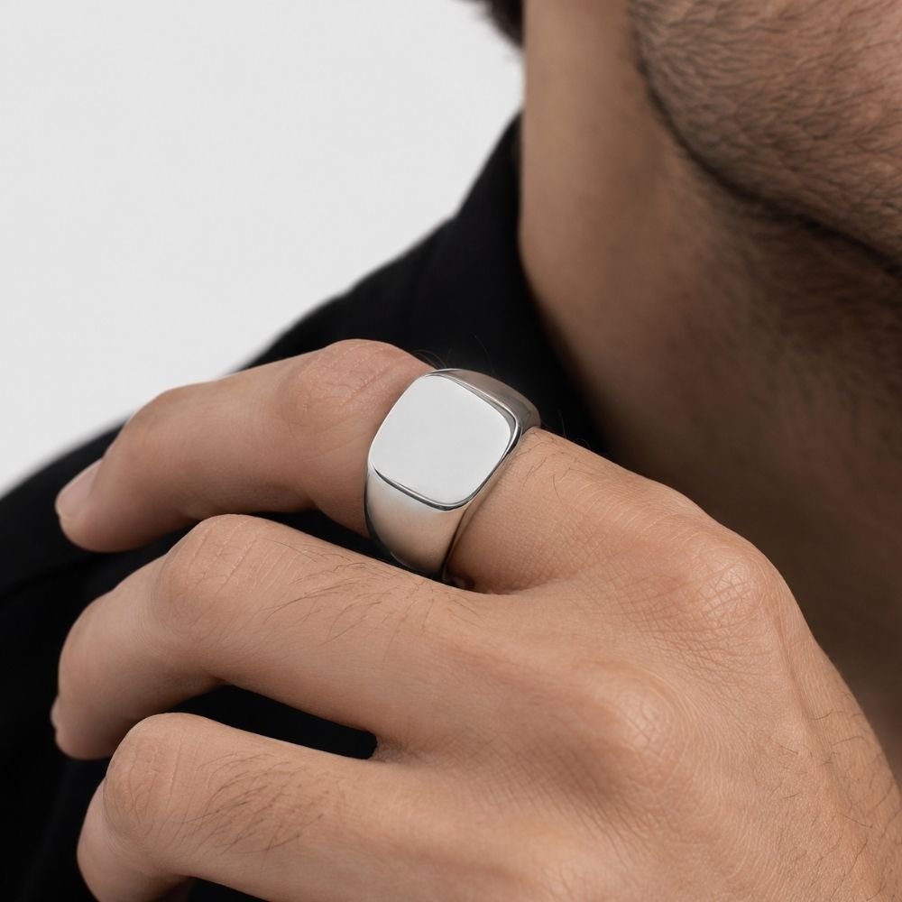 Cube | Anillo tipo sello para hombre