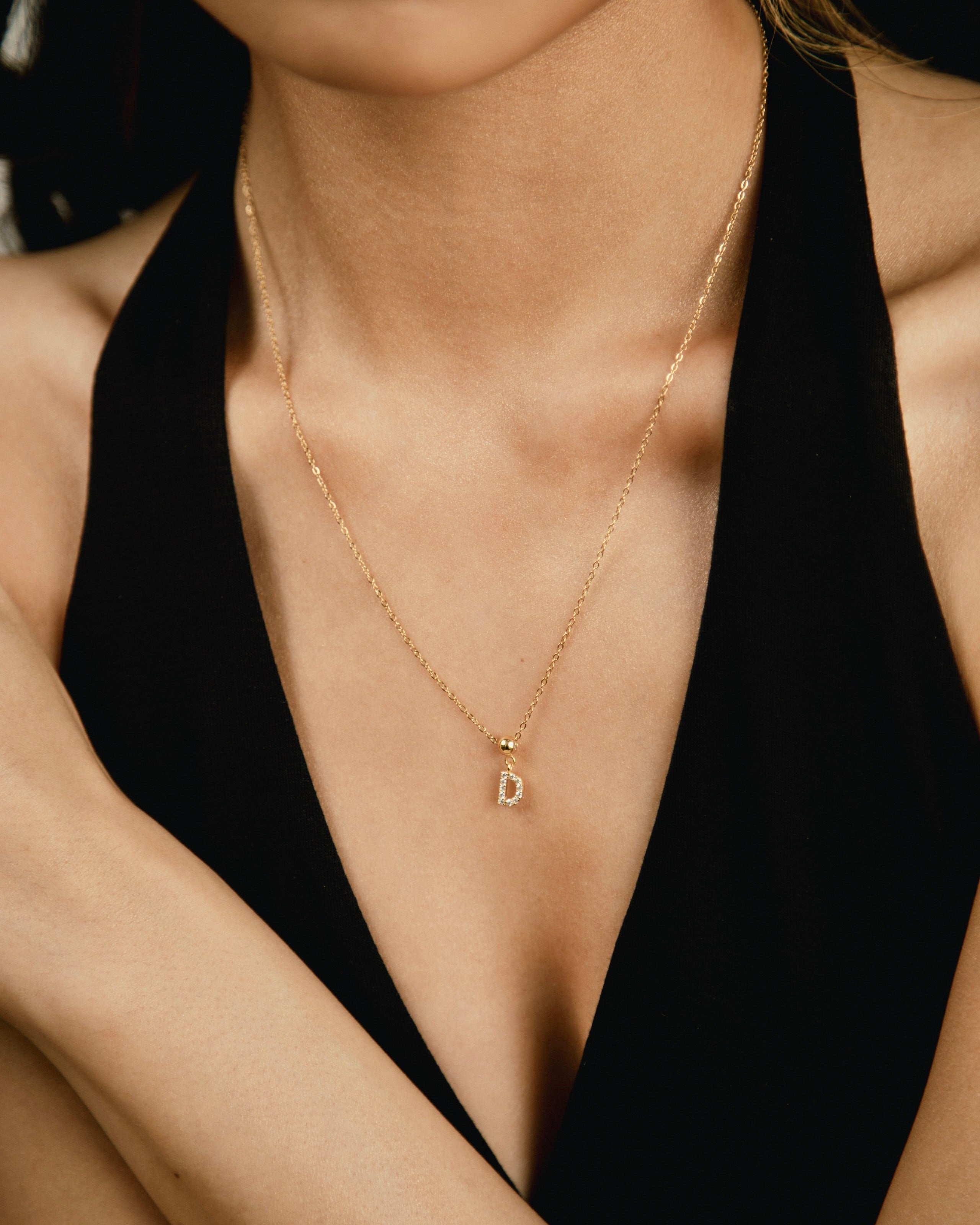 Pendentif Initiale D avec Diamant en Or