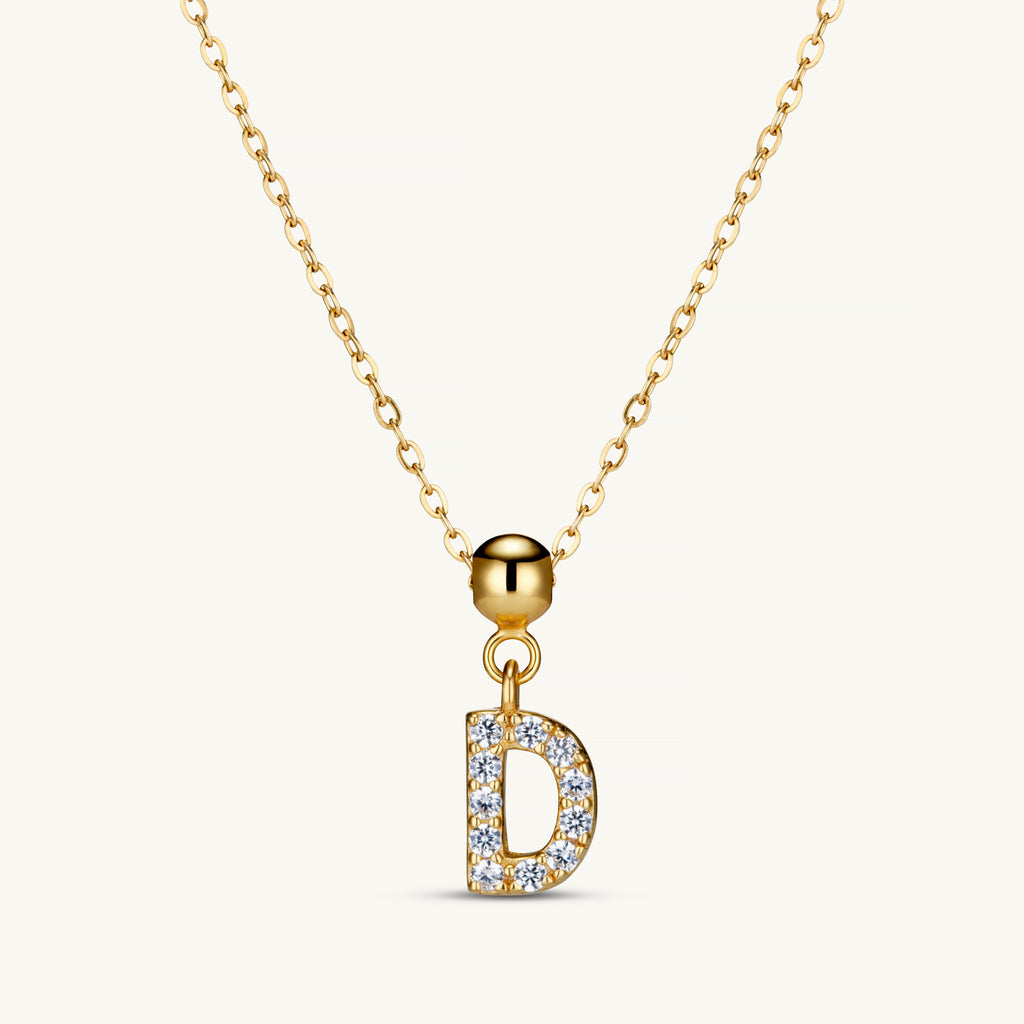 Pendentif Initiale D avec Diamant en Or