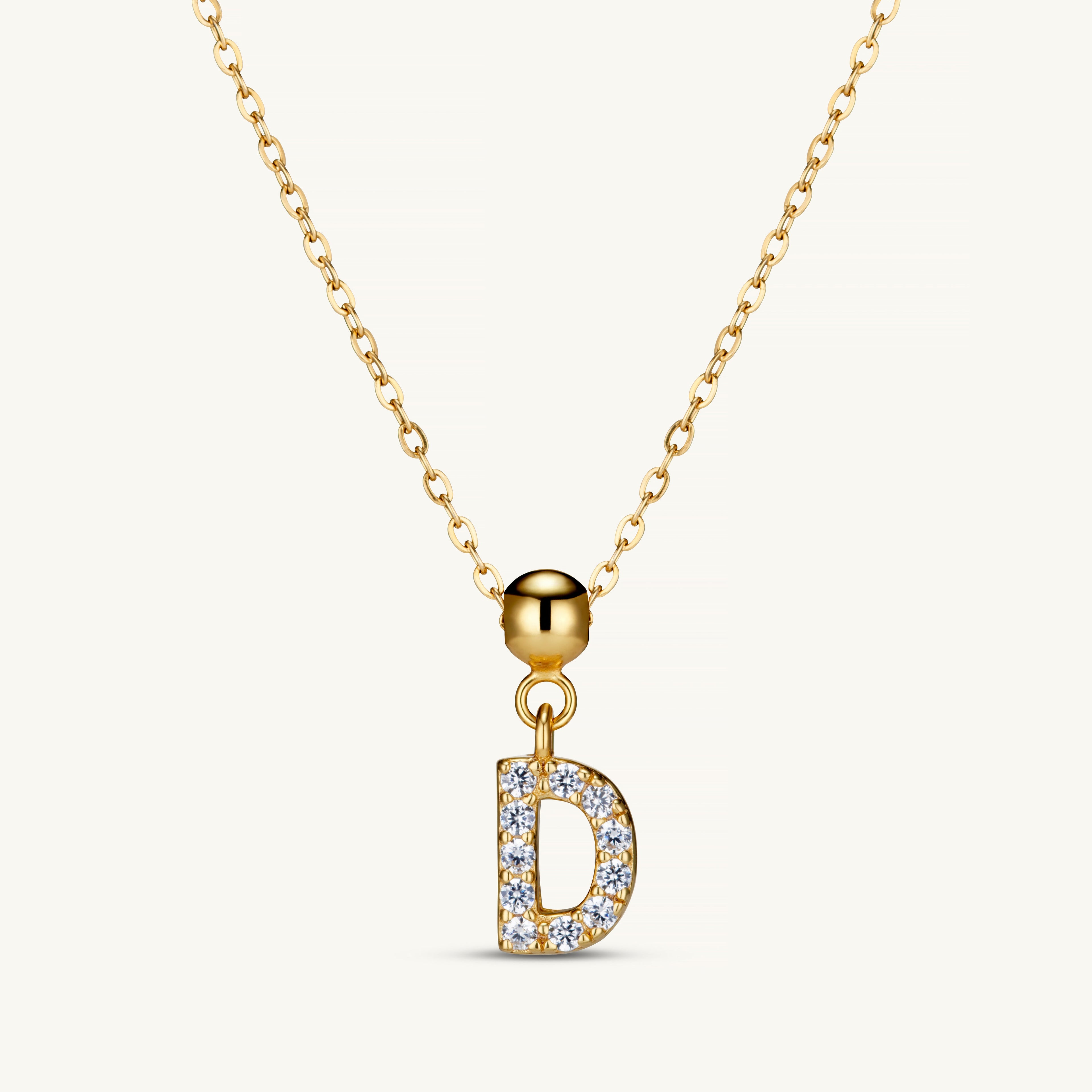 Pendentif Initiale D avec Diamant en Or