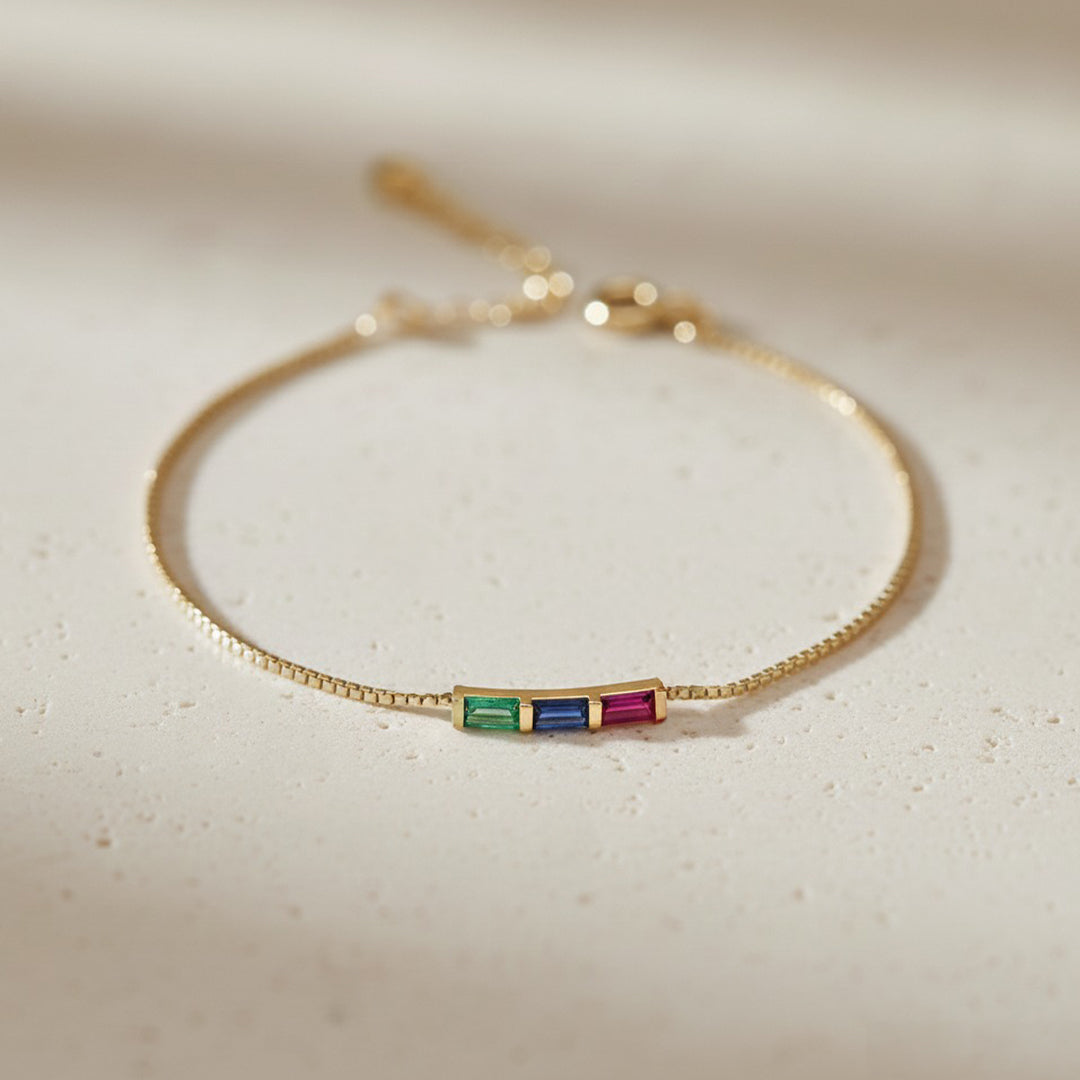 Bracelet Arc-en-Ciel Avec Pierre de Naissance en Or