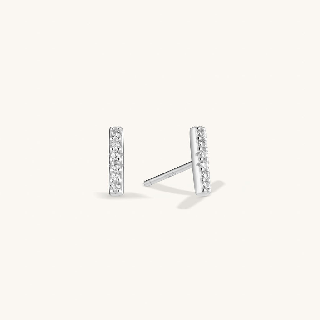 Puces d’Oreilles Barre avec Diamant en Argent