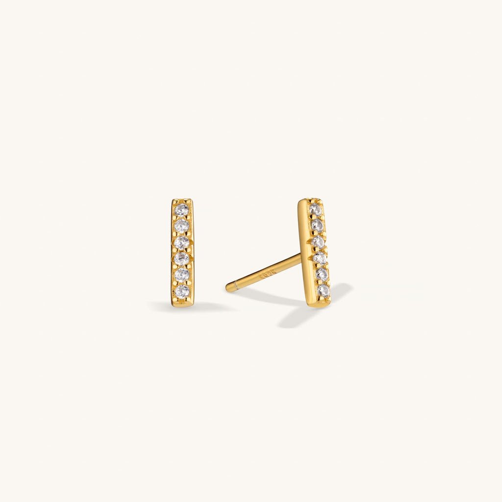 Puces d’Oreilles Barre avec Diamant en Or