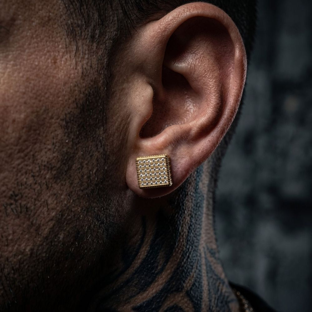 Diamond Block | Brincos de pino para homem