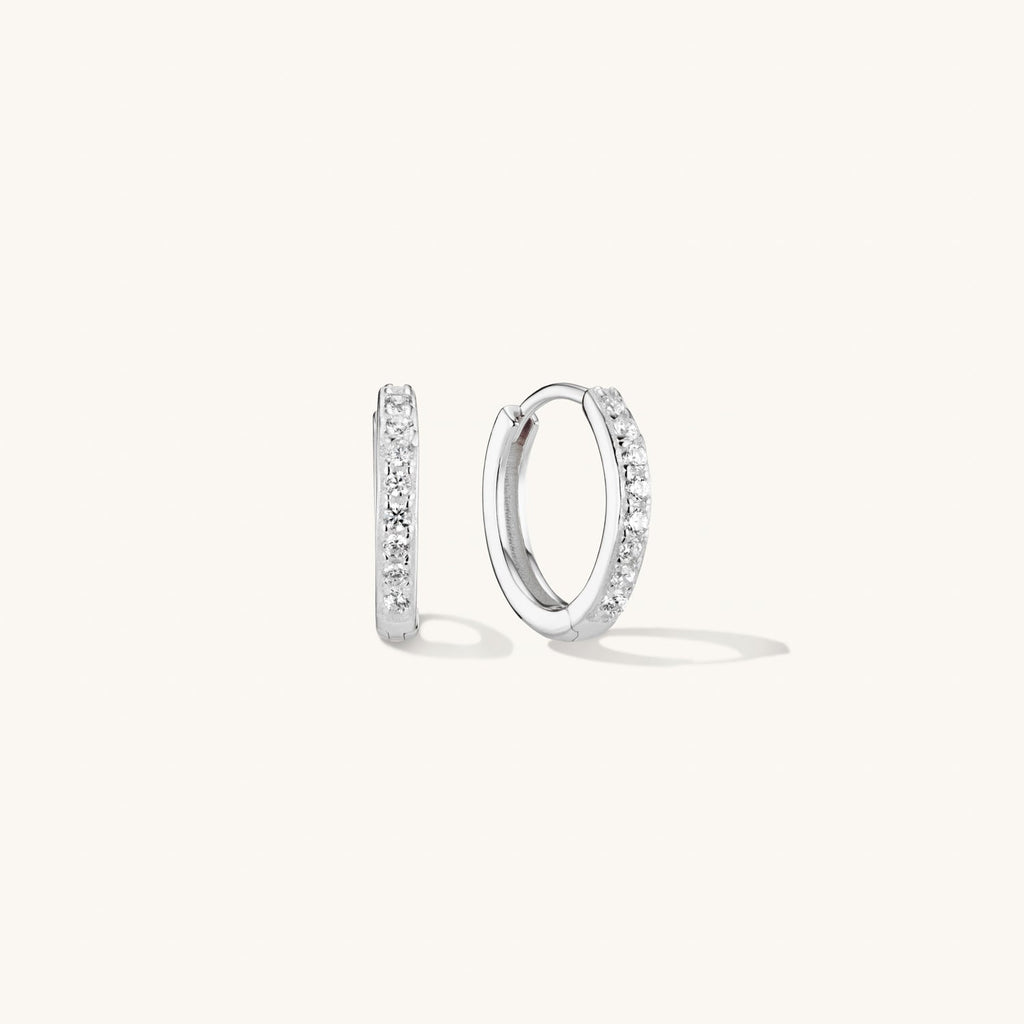 Petites Créoles Pavé en Argent
