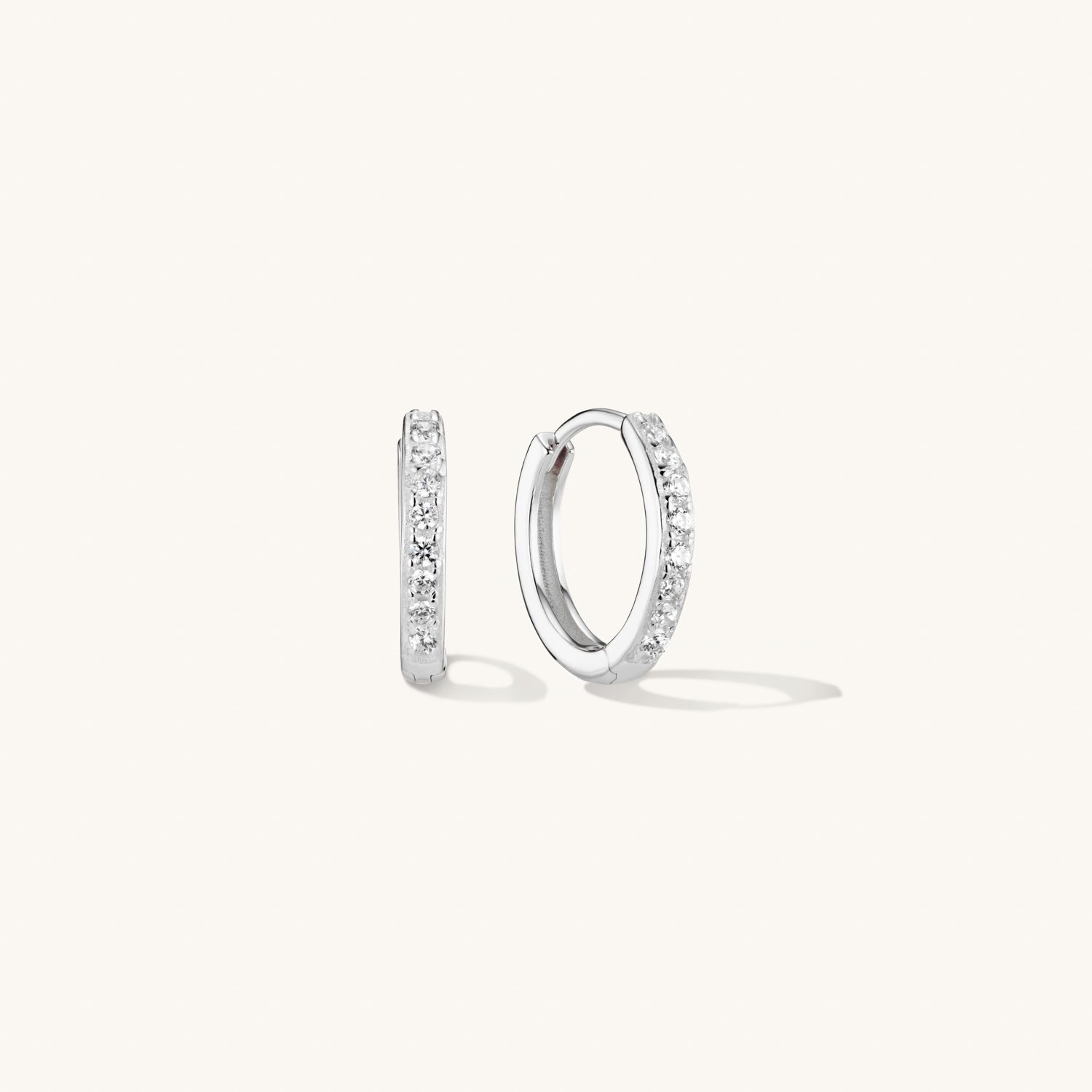 Petites Créoles Pavé en Argent