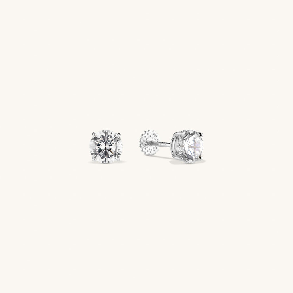 Puces d’Oreilles avec Diamant en Argent