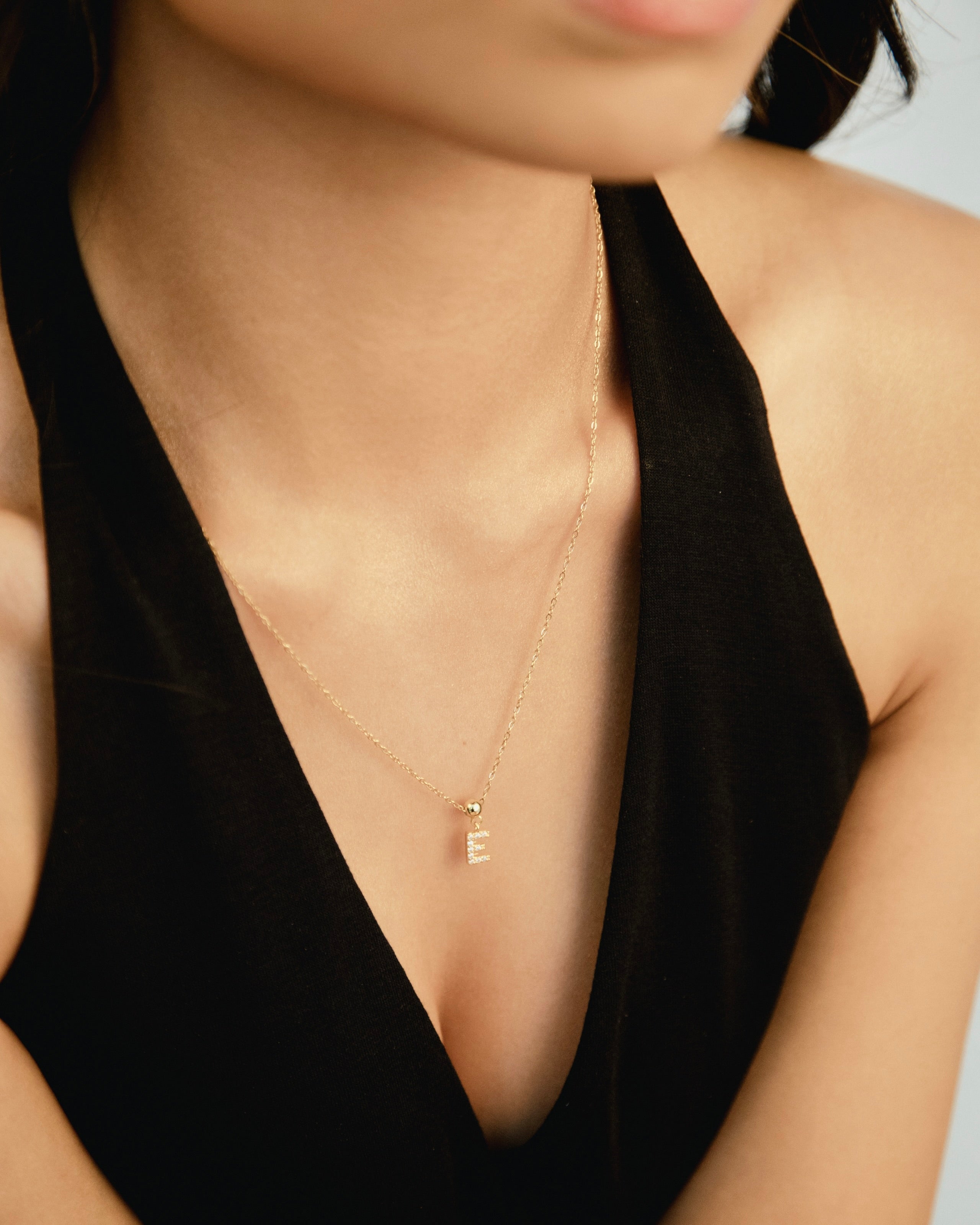 Pendentif Initiale E avec Diamant en Or
