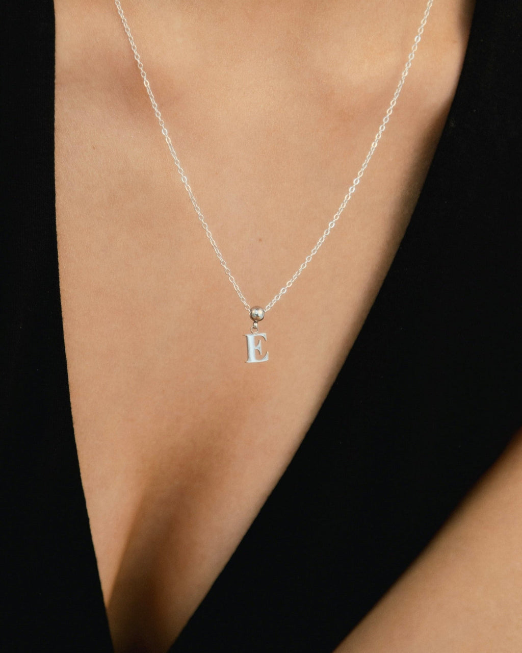 Pendentif Initiale E Classique en Argent