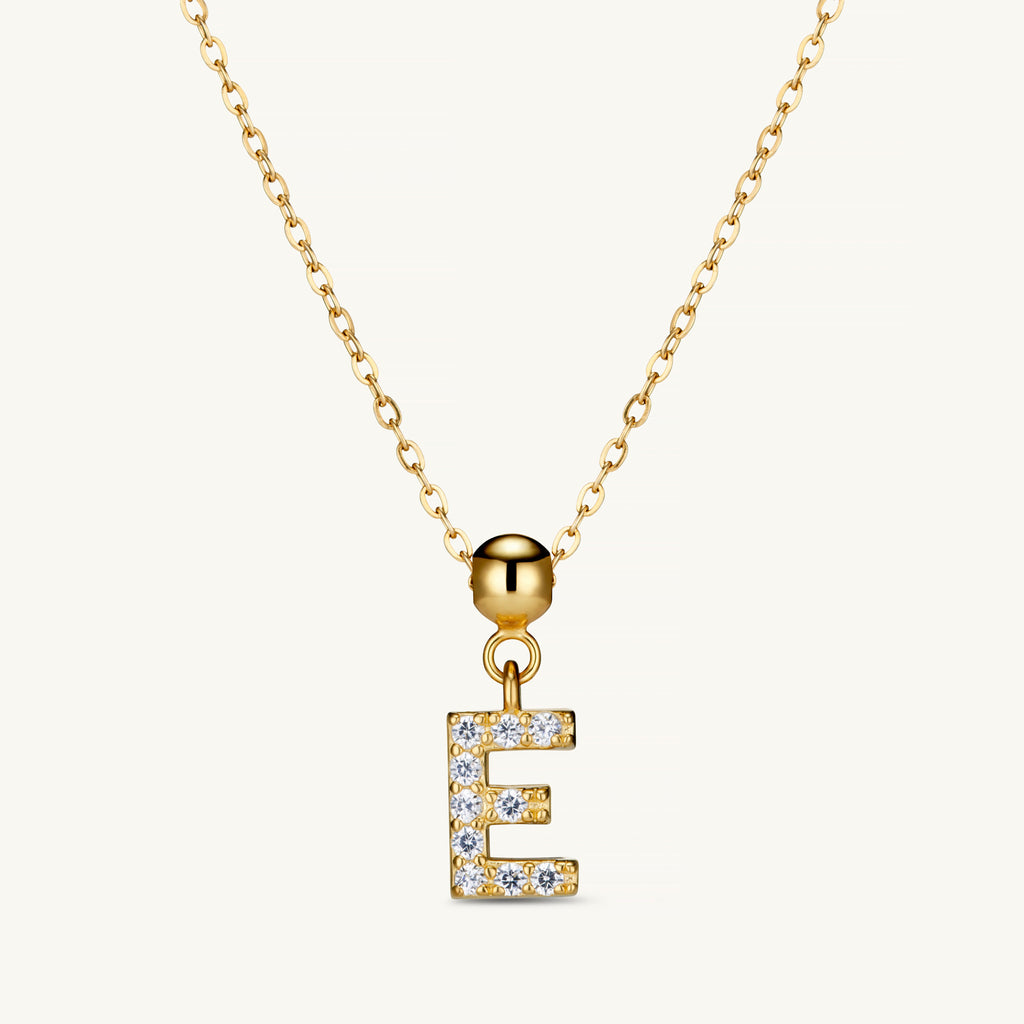 Pendentif Initiale E avec Diamant en Or