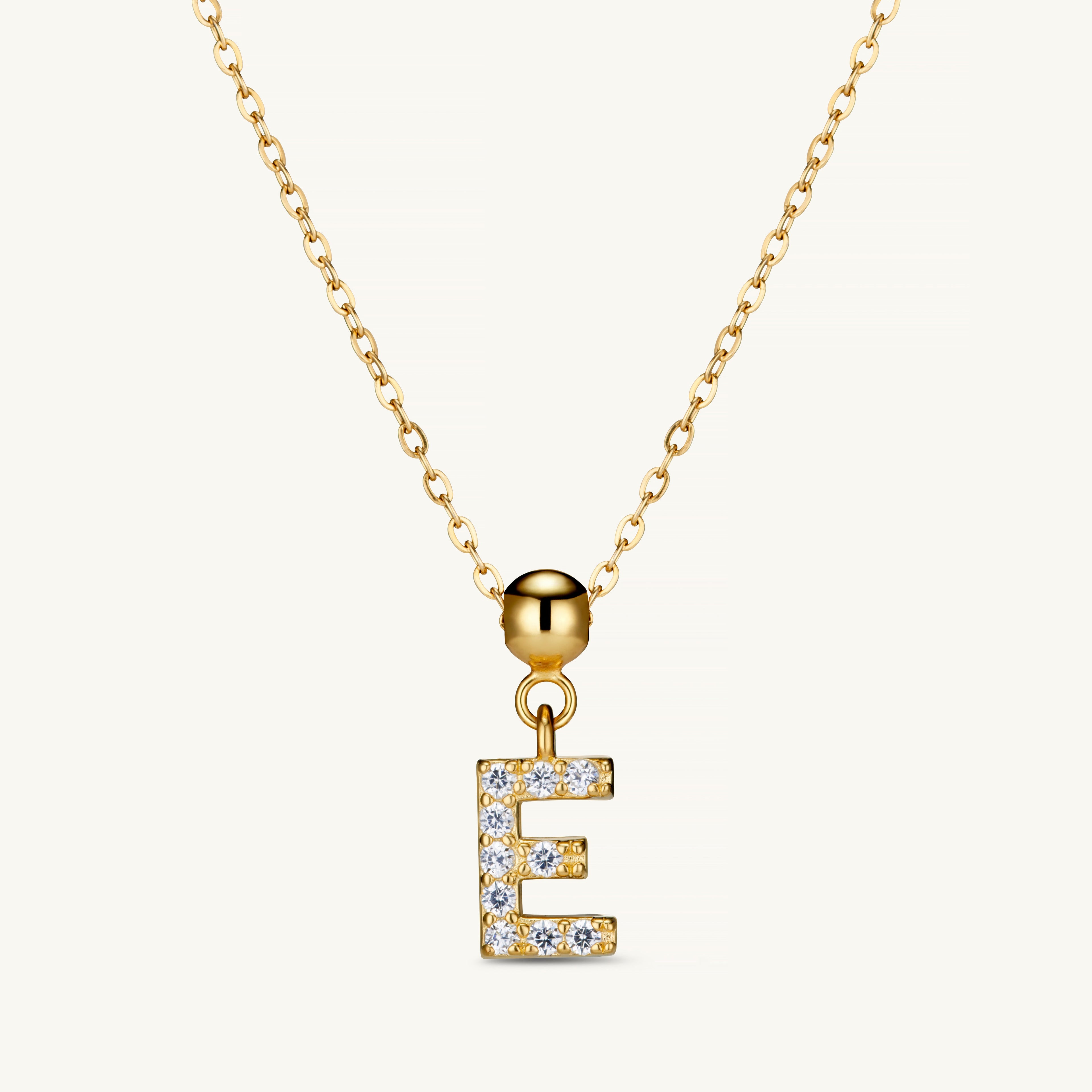 Pendentif Initiale E avec Diamant en Or