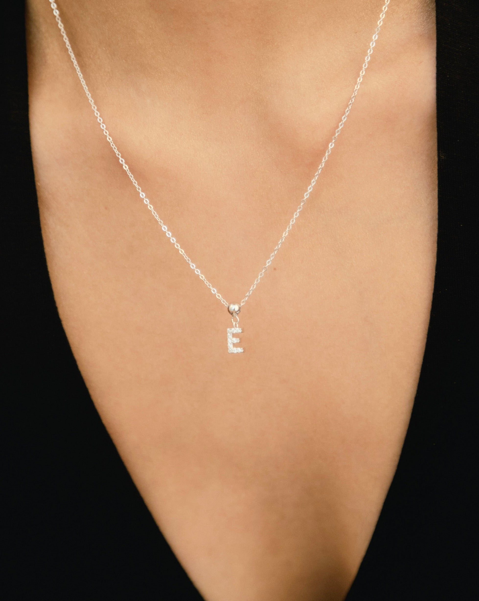 Pendentif Initiale F avec Diamant en Argent