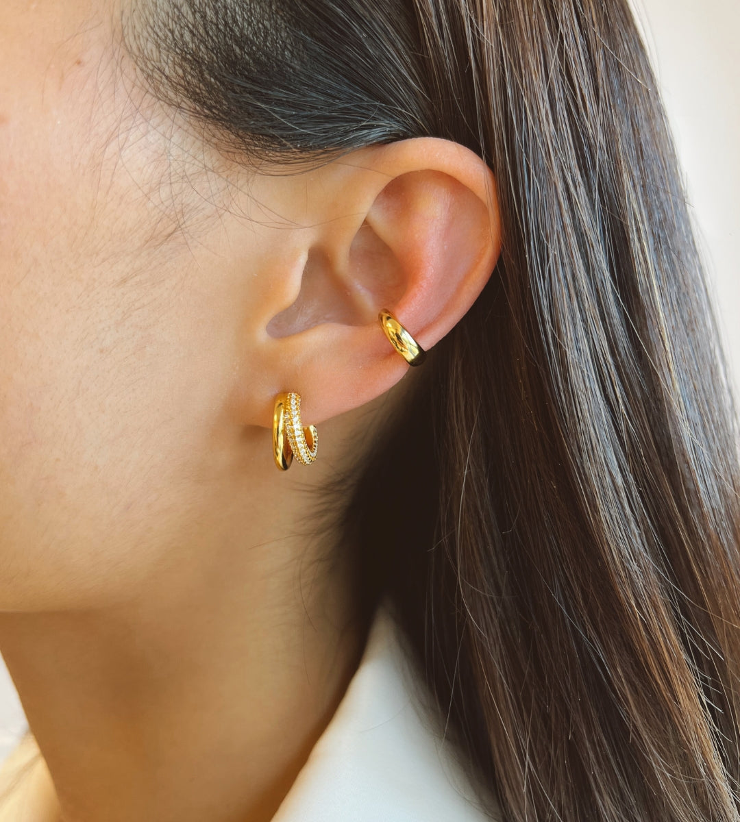 Lot de Boucles d’Oreilles Empilées Duo Superposées Lisa en Or