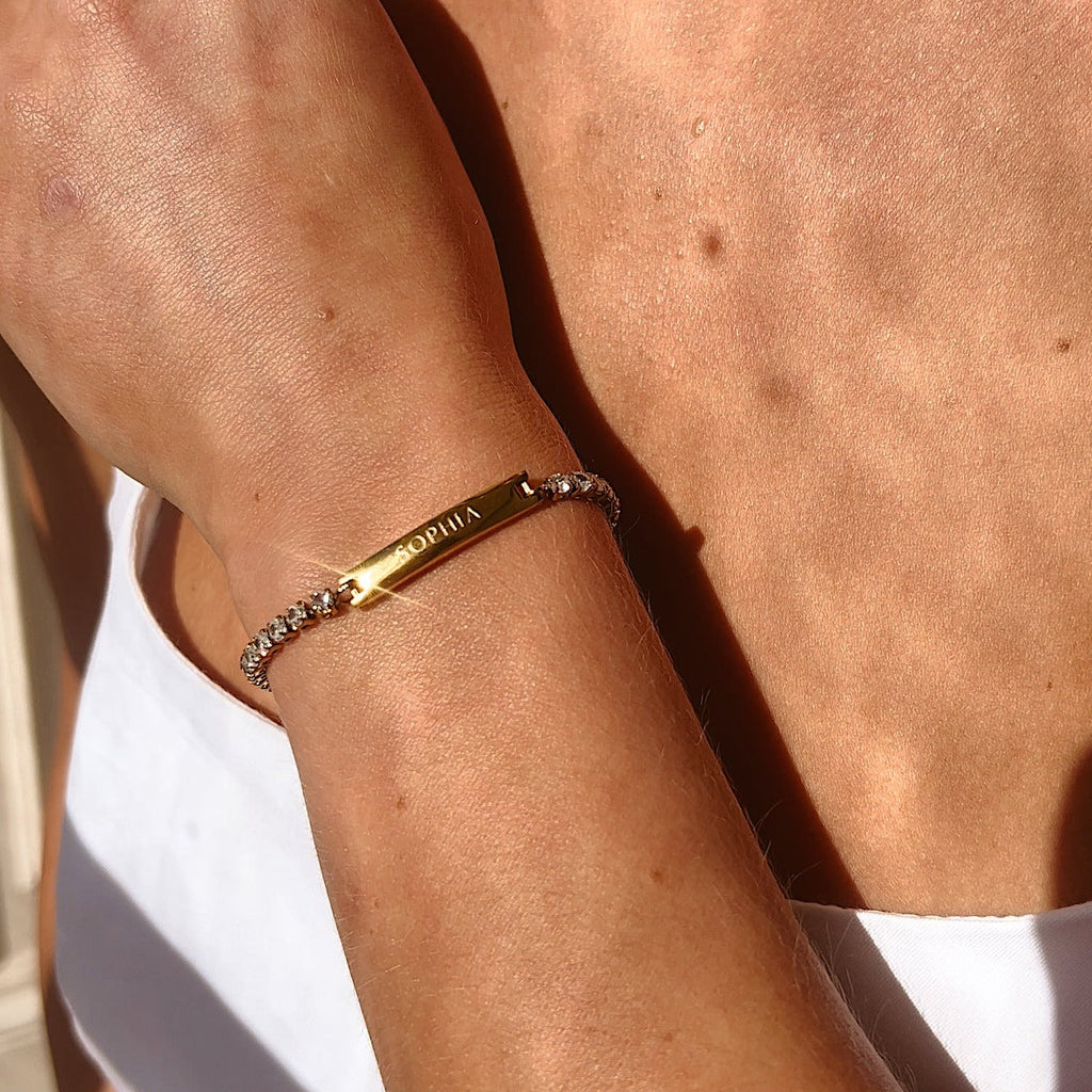 Bracelet Tennis Gravé en Or