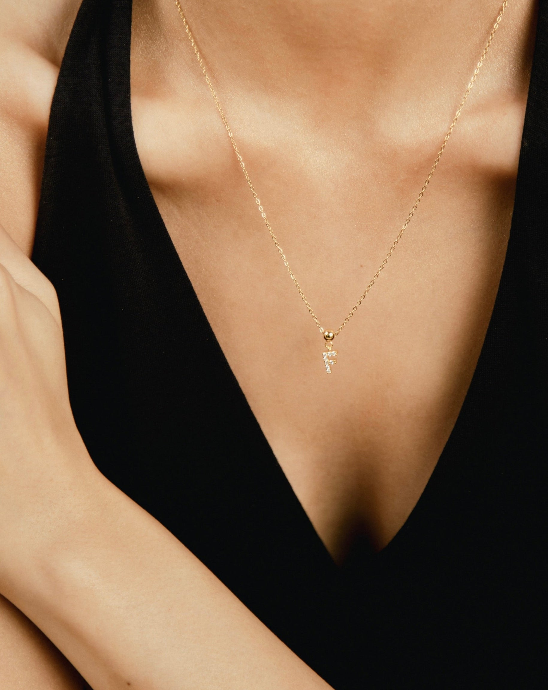 Pendentif Initiale F avec Diamant en Or