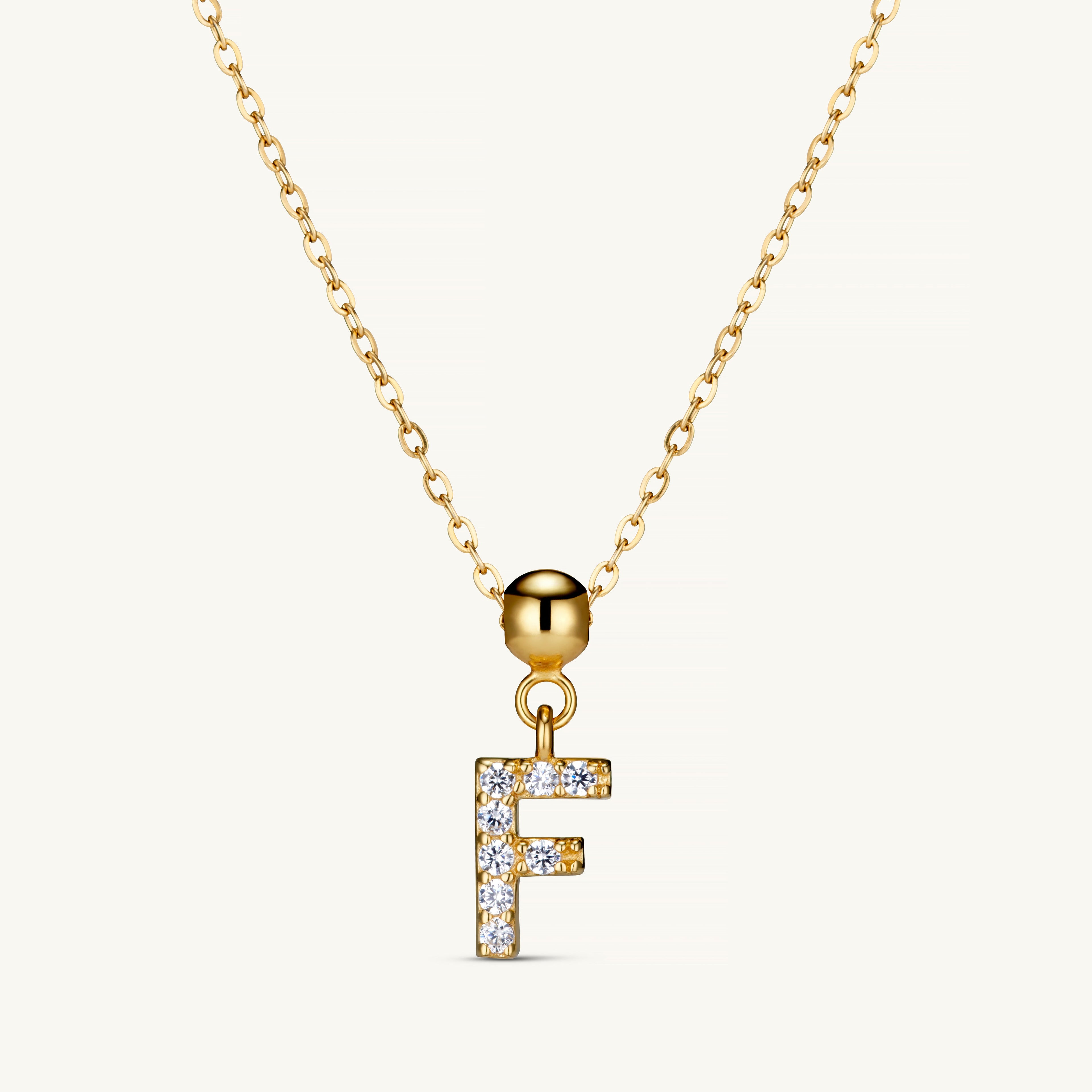Pendentif Initiale F avec Diamant en Or