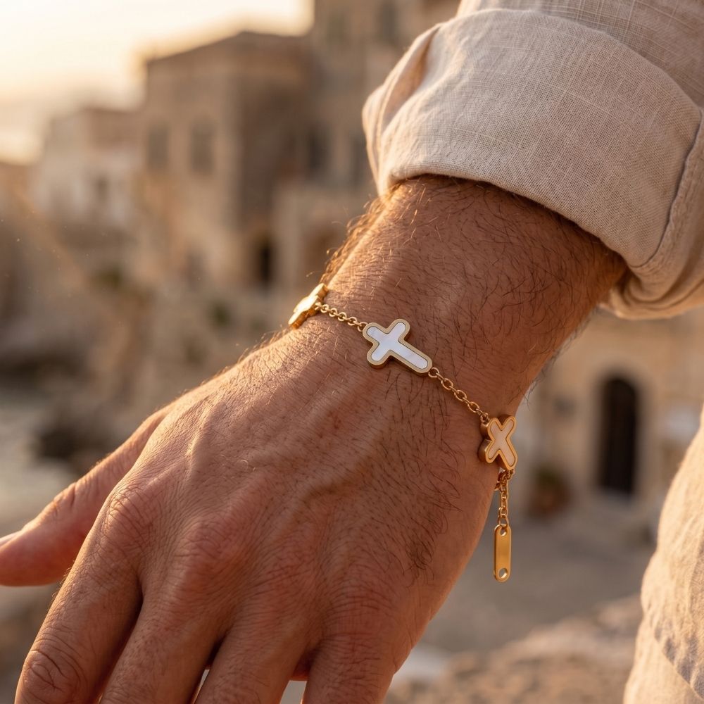 Faith | Pulseira Homem Corrente Cruz