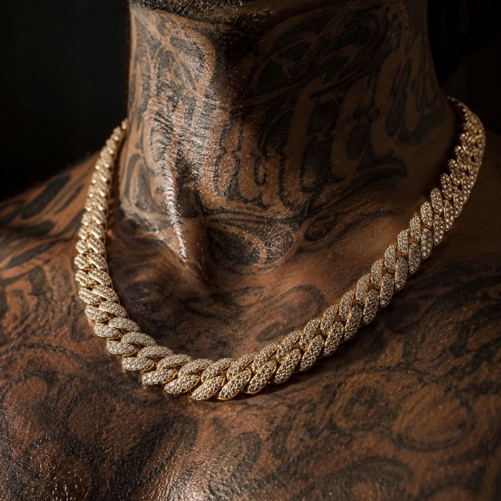 Flood | Collier Chaîne Cuban Zircon Maillons Ronds Homme