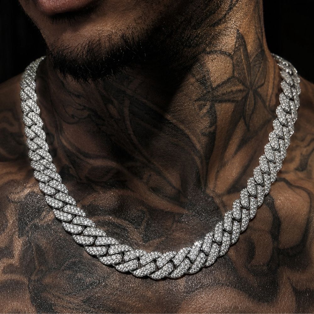Flood | Collier Chaîne Cuban Zircon Maillons Ronds Homme