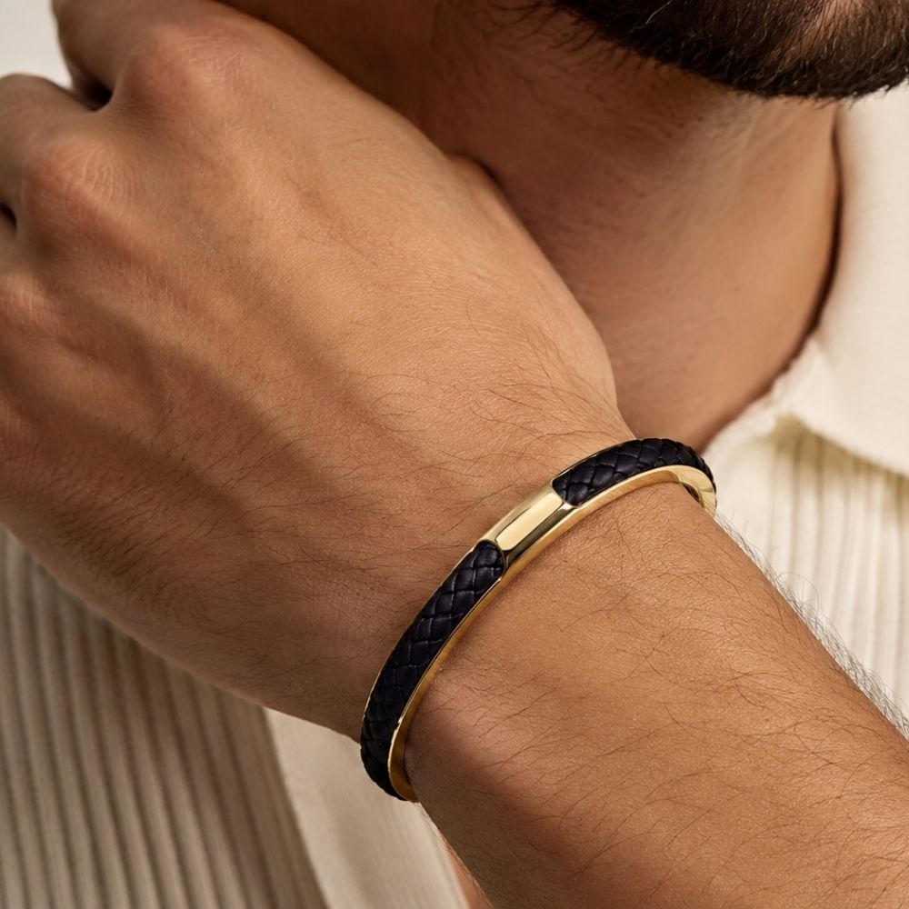 Fusion | Bracelet Jonc Cuir Tressé Homme