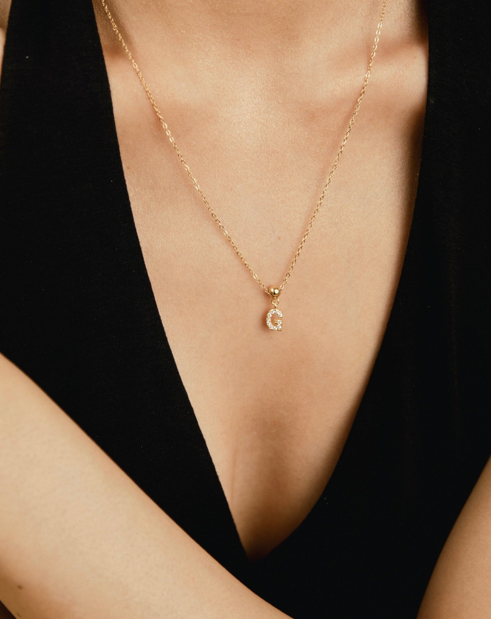 Pendentif Initiale G avec Diamant en Or