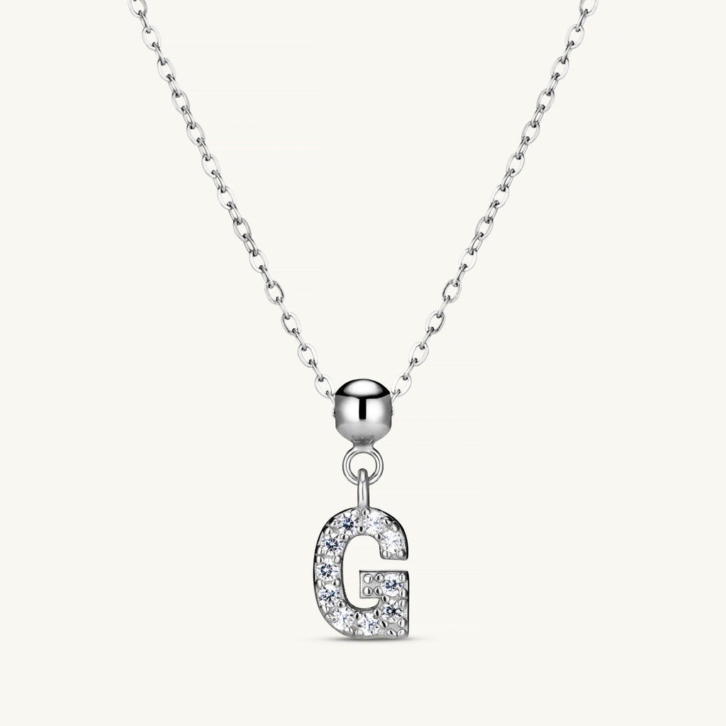 Pendentif Initiale G avec Diamant en Argent