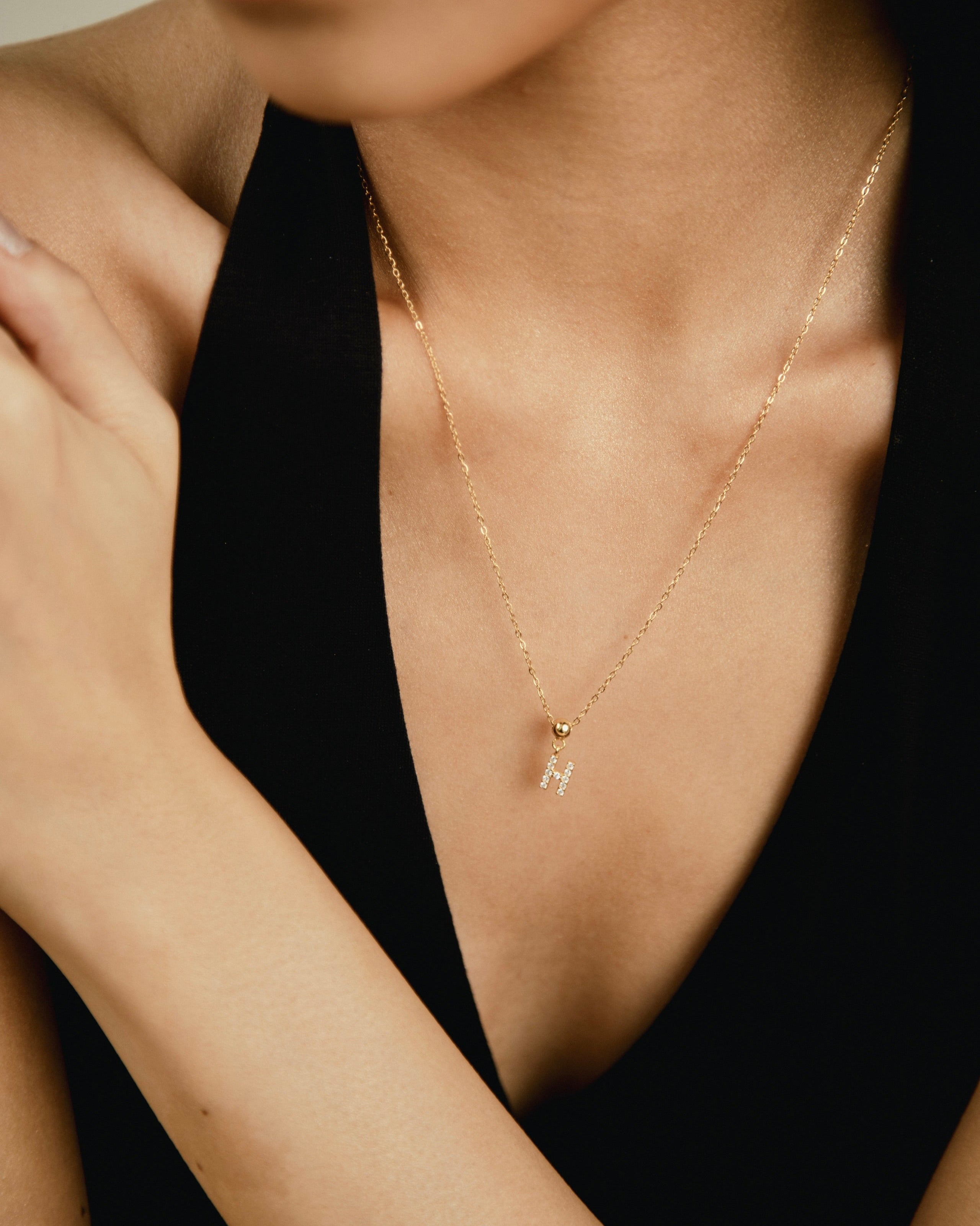 Pendentif Initiale H avec Diamant en Or