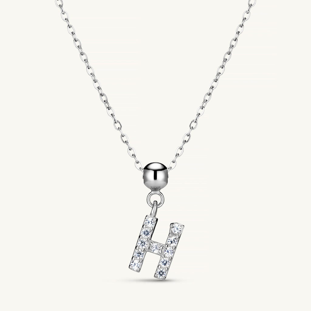 Pendentif Initiale H avec Diamant en Argent
