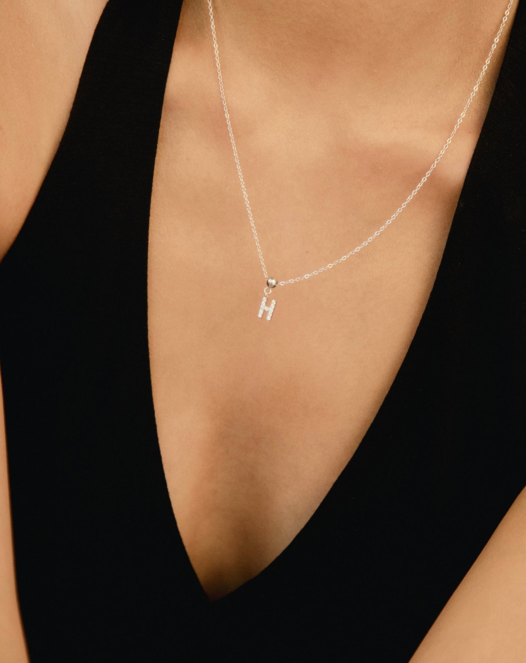 Pendentif Initiale S avec Diamant en Argent